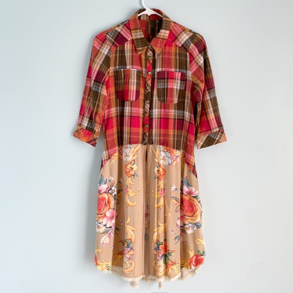 Anthropologie Dresses & Skirts - S O L D : Anthropologie Aratta Silent Journey Flannel Plaid Floral Dress